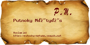 Putnoky Mátyás névjegykártya